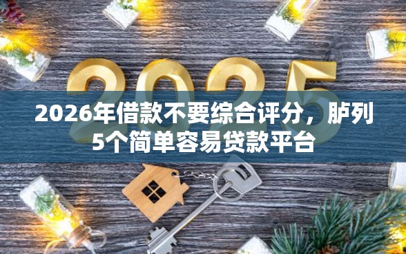 2026年借款不要综合评分，胪列5个简单容易贷款平台
