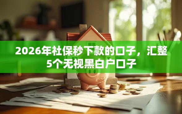 2026年社保秒下款的口子，汇整5个无视黑白户口子