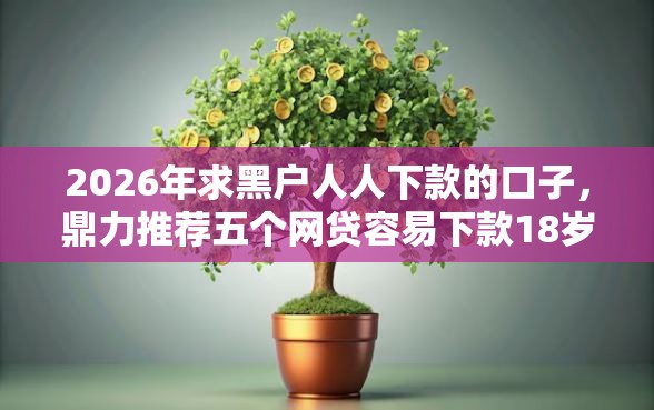 2026年求黑户人人下款的口子，鼎力推荐五个网贷容易下款18岁的口子