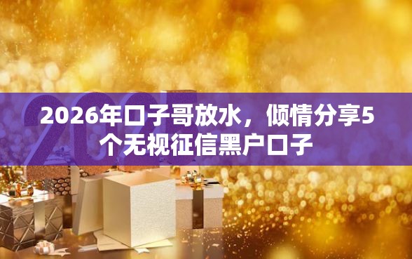 2026年口子哥放水，倾情分享5个无视征信黑户口子