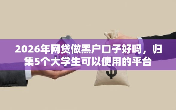 2026年网贷做黑户口子好吗，归集5个大学生可以使用的平台