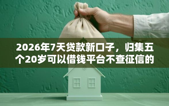 2026年7天贷款新口子，归集五个20岁可以借钱平台不查征信的平台