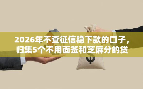 2026年不查征信稳下款的口子,归集5个不用面签和芝麻分的贷款平台 2026年不查征信稳下款的口子,归集5个不用面签和芝麻分的贷款平台