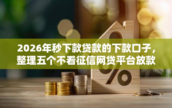 2026年秒下款贷款的下款口子，整理五个不看征信网贷平台放款快的口子