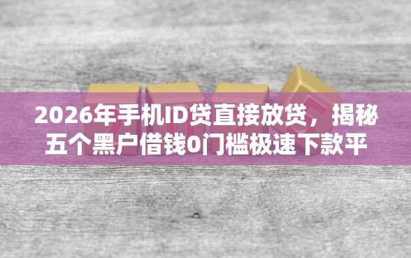 2026年手机ID贷直接放贷，揭秘五个黑户借钱0门槛极速下款平台