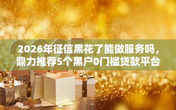 2026年征信黑花了能做服务吗，鼎力推荐5个黑户0门槛贷款平台