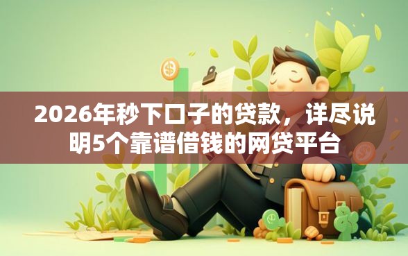 2026年秒下口子的贷款，详尽说明5个靠谱借钱的网贷平台