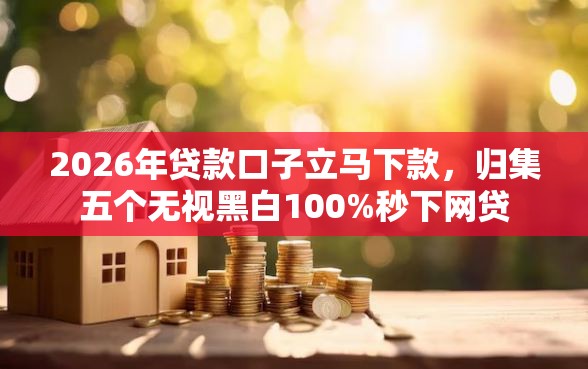 2026年贷款口子立马下款，归集五个无视黑白100%秒下网贷