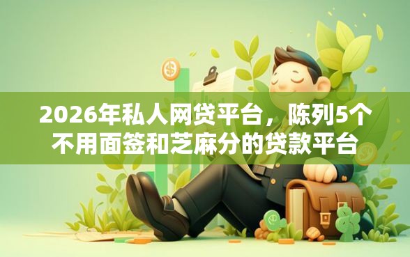 2026年私人网贷平台，陈列5个不用面签和芝麻分的贷款平台