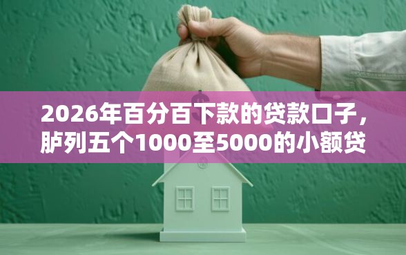 2026年百分百下款的贷款口子，胪列五个1000至5000的小额贷款口子