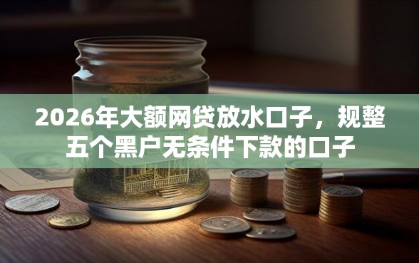 2026年大额网贷放水口子，规整五个黑户无条件下款的口子