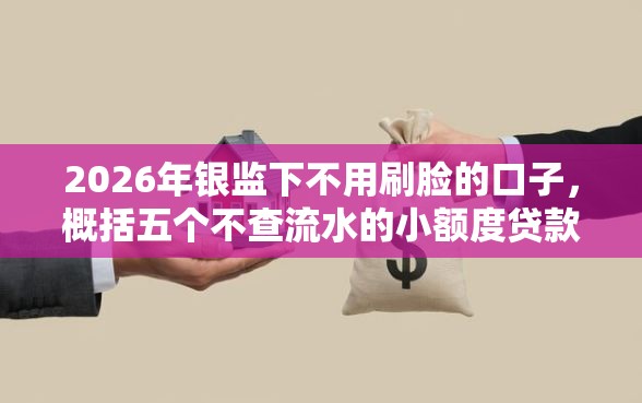 2026年银监下不用刷脸的口子，概括五个不查流水的小额度贷款口子