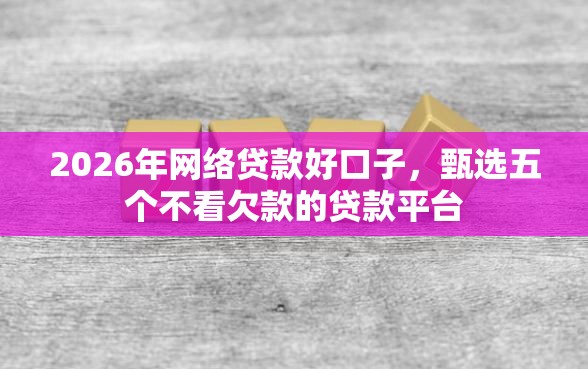 2026年网络贷款好口子，甄选五个不看欠款的贷款平台