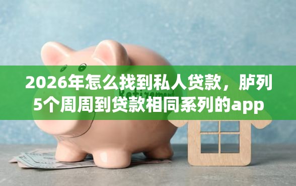2026年怎么找到私人贷款，胪列5个周周到贷款相同系列的app