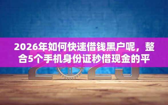 2026年如何快速借钱黑户呢，整合5个手机身份证秒借现金的平台