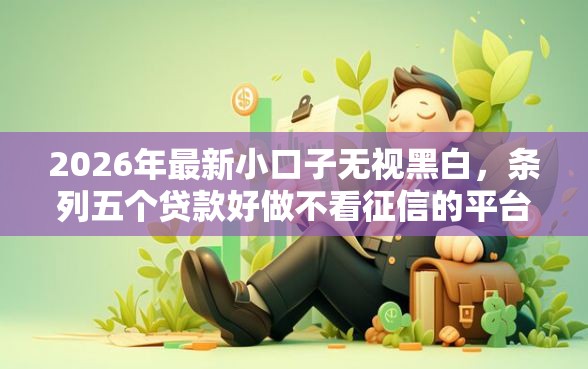 2026年最新小口子无视黑白，条列五个贷款好做不看征信的平台