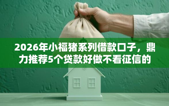 2026年小福猪系列借款口子，鼎力推荐5个贷款好做不看征信的软件