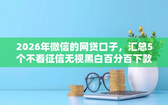 2026年微信的网贷口子，汇总5个不看征信无视黑白百分百下款网贷平台