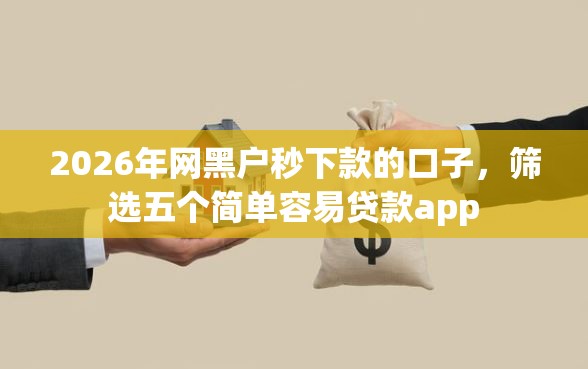 2026年网黑户秒下款的口子，筛选五个简单容易贷款app