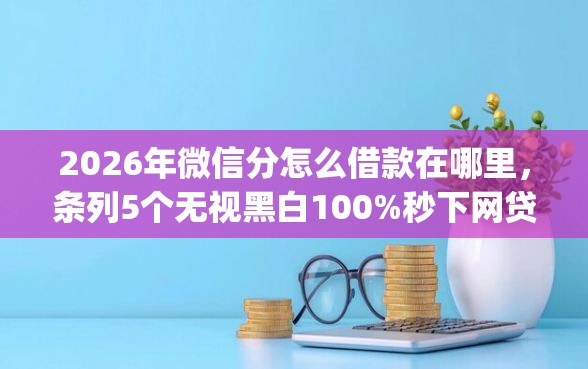 2026年微信分怎么借款在哪里，条列5个无视黑白100%秒下网贷app