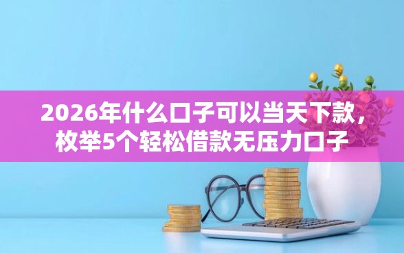 2026年什么口子可以当天下款，枚举5个轻松借款无压力口子
