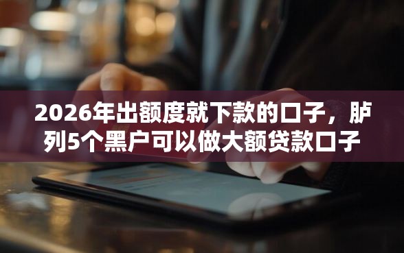 2026年出额度就下款的口子，胪列5个黑户可以做大额贷款口子