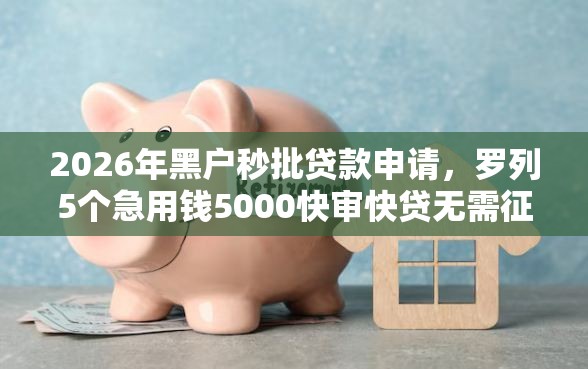 2026年黑户秒批贷款申请，罗列5个急用钱5000快审快贷无需征信口子