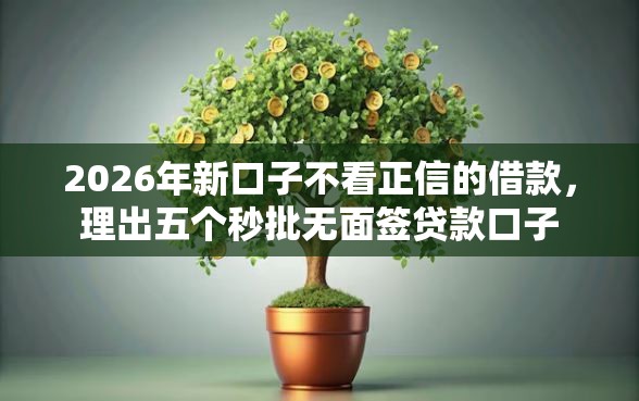 2026年新口子不看正信的借款，理出五个秒批无面签贷款口子