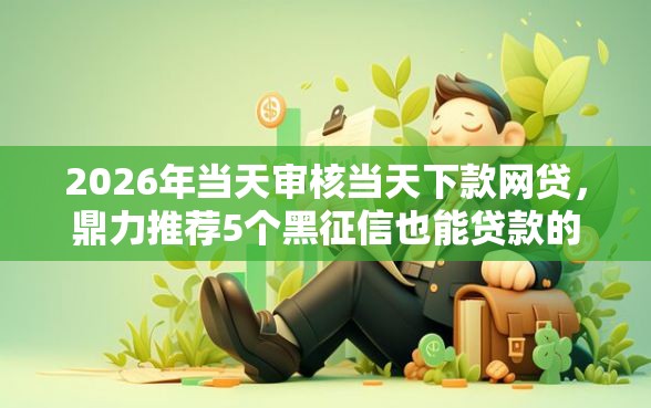 2026年当天审核当天下款网贷，鼎力推荐5个黑征信也能贷款的网贷软件