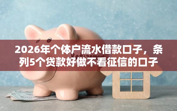 2026年个体户流水借款口子，条列5个贷款好做不看征信的口子