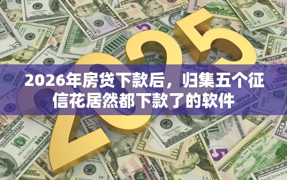 2026年房贷下款后，归集五个征信花居然都下款了的软件