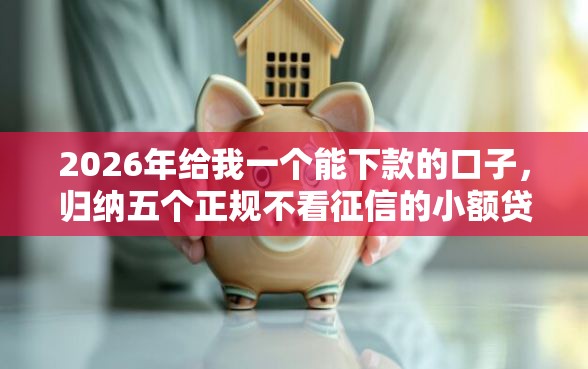 2026年给我一个能下款的口子，归纳五个正规不看征信的小额贷款软件