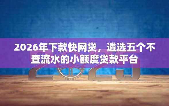 2026年下款快网贷，遴选五个不查流水的小额度贷款平台