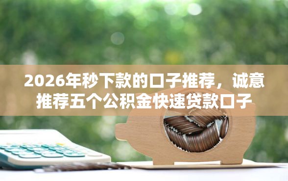 2026年秒下款的口子推荐，诚意推荐五个公积金快速贷款口子