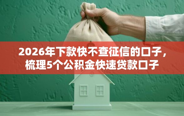 2026年下款快不查征信的口子，梳理5个公积金快速贷款口子