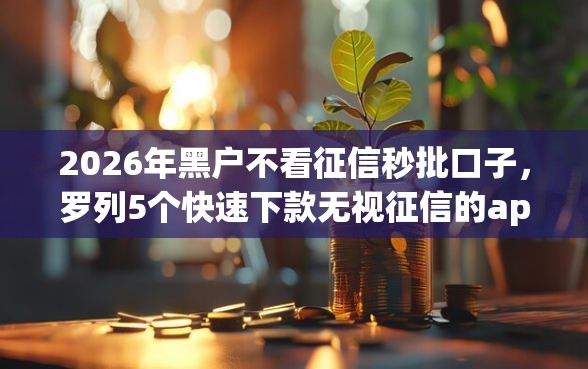 2026年黑户不看征信秒批口子，罗列5个快速下款无视征信的app