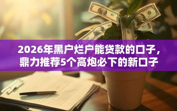 2026年黑户烂户能贷款的口子，鼎力推荐5个高炮必下的新口子