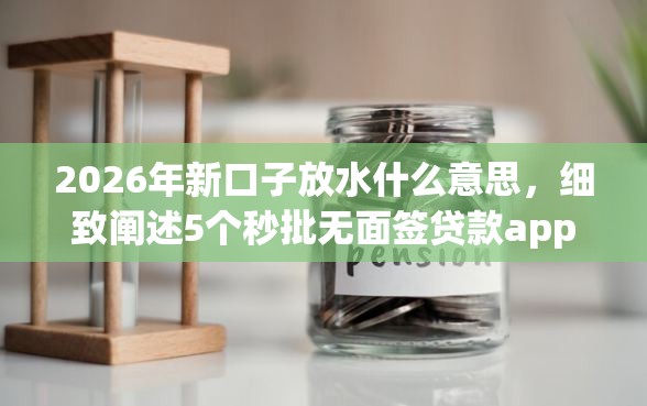 2026年新口子放水什么意思，细致阐述5个秒批无面签贷款app
