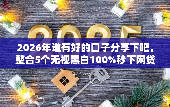2026年谁有好的口子分享下吧，整合5个无视黑白100%秒下网贷