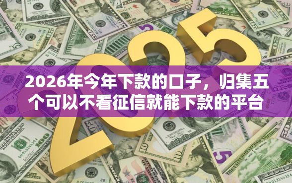 2026年今年下款的口子，归集五个可以不看征信就能下款的平台