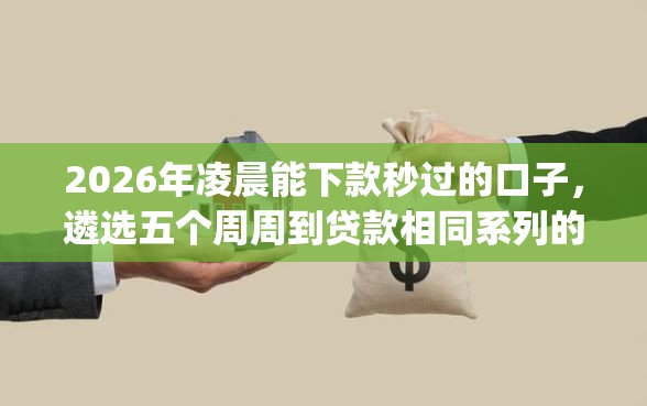 2026年凌晨能下款秒过的口子，遴选五个周周到贷款相同系列的app