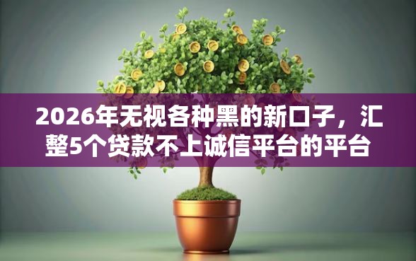 2026年无视各种黑的新口子,汇整5个贷款不上诚信平台的平台 2026年无视各种黑的新口子,汇整5个贷款不上诚信平台的平台