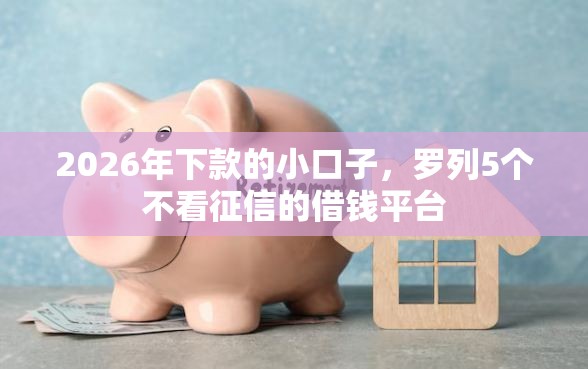 2026年下款的小口子，罗列5个不看征信的借钱平台
