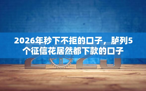 2026年秒下不拒的口子，胪列5个征信花居然都下款的口子