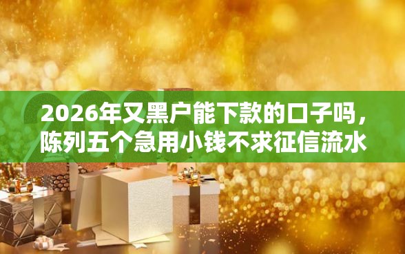 2026年又黑户能下款的口子吗，陈列五个急用小钱不求征信流水轻松贷的软件
