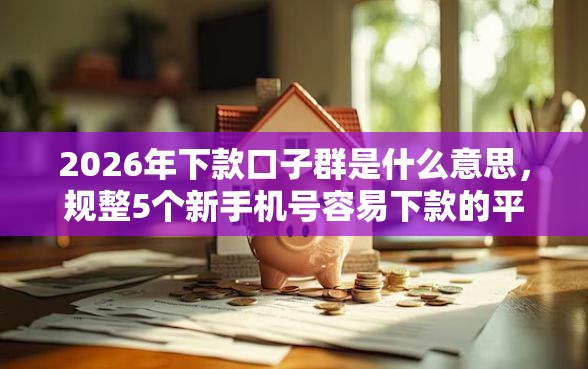 2026年下款口子群是什么意思，规整5个新手机号容易下款的平台