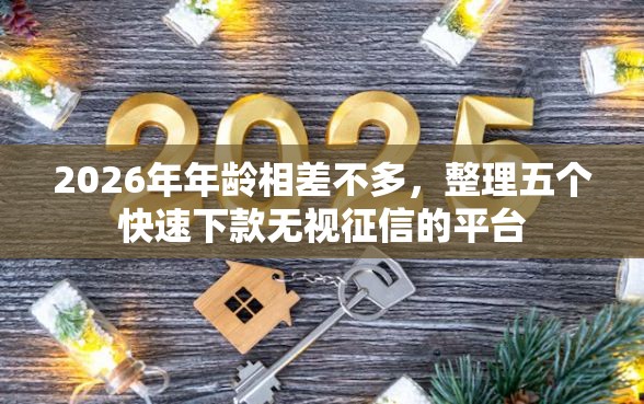 2026年年龄相差不多，整理五个快速下款无视征信的平台