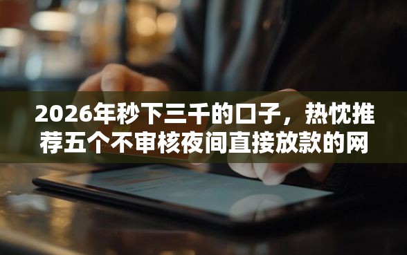 2026年秒下三千的口子，热忱推荐五个不审核夜间直接放款的网贷口子