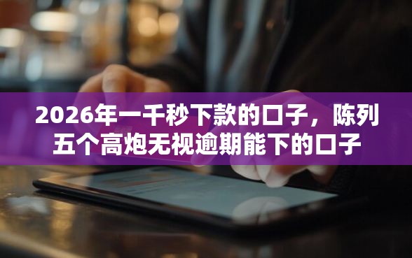 2026年一千秒下款的口子，陈列五个高炮无视逾期能下的口子