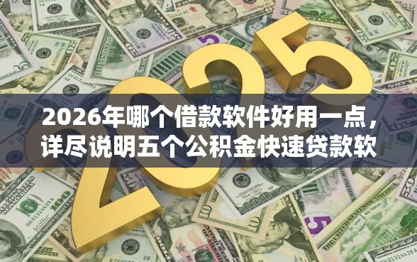 2026年哪个借款软件好用一点，详尽说明五个公积金快速贷款软件